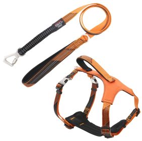 Pet Life 'Geo-prene' 2-in-1 Shock Absorbing Neoprene Padded Reflective Dog Leash & Harness (Color: Orange, size: medium)
