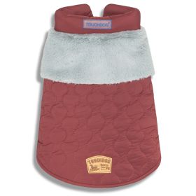 Touchdog 'Furrost-Bite' Fur & Fleece Fashion Dog Jacket (Color: Red, size: medium)