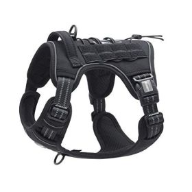 Tactical Dog Harness for S/M Dogs No Pull Adjustable Pet Harness Reflective K9 Working Training Easy Control Vest Military Service Dog Harnesses (Color: Desert Camo, size: L(Neck)