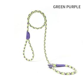 Dog Rope Pulling Rope Puppy Strap Traction Rope Heavy Duty Belt Large Leash Collar Strap Training Harness Hands-Free Leash For Small Dogs Multicolor (Color: Green Purple, size: 1.8x0.8)