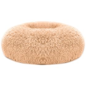 Pet Dog Bed Soft Warm Fleece Puppy  Bed Dog Cozy Nest Sofa Bed Cushion L Size (Color: Brown, size: L)