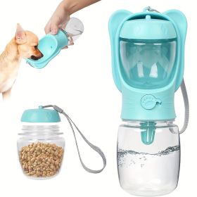 2 In 1 Dog Water Bottle Leak Proof Portable Water Bottle With Food Container Outdoor Portable Water Dispenser For Walking Hiking Camping Travel (Color: Green, size: 350ML)