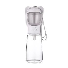 2 In 1 Dog Water Bottle Leak Proof Portable Water Bottle With Food Container Outdoor Portable Water Dispenser For Walking Hiking Camping Travel (Color: White, size: 550ml)