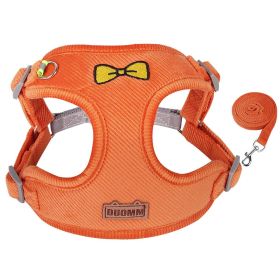 dog Harnesses & dog leash set; Pet Traction Rope Vest Pet Chest Strap Small & Medium Dog Strap Reflective Dog Walking Rope Wholesale (colour: orange, Specification (L * W): S)