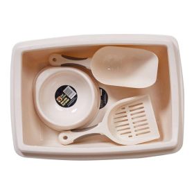 Pet Supplies Set  Kitten Dog Litter with Feeder Bowl & Litter Scoop (type: Pet Supplies, Color: White)