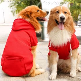 Plaid Dog Hoodie Pet Clothes Sweaters with Hat & Pocket Christmas Classic Plaid S/M Dogs Dog Costumes (colour: Big dog zipper pocket sweater pure red, size: XL (chest circumference 52, back length 40cm))
