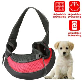 Pet Carrier for Dogs s Hand Free Sling Adjustable Padded Strap Tote Bag Breathable Shoulder Bag Carrying Small Dog (Color: Red, size: L)