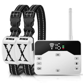 Wireless Electric Dog Fence Waterproof Pet Shock Boundary Containment System Electric Training Collar for S/M/L Dogs (type: Fence with 2 Collar, Color: White)