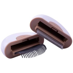 Pet Life 'LYNX' 2-in-1 Travel Connecting Grooming Pet Comb & Deshedder (Color: Brown, size: large)