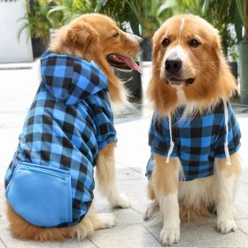 Plaid Dog Hoodie Pet Clothes Sweaters with Hat & Pocket Christmas Classic Plaid S/M Dogs Dog Costumes (colour: Zipper pocket coat blue black plaid, size: XS (chest circumference 32, back length 20cm))