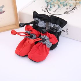 4pcs Dog Shoes; Large Pet Waterproof Chihuahua Anti-slip Boots Puppy  Socks Botas S/M/L/XL (Color: Red, size: M)