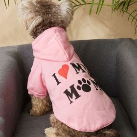 Pet Hoodie For Small & Medium Dogs; I Love My Mom Dog Hoodie  Shirts; Cute Pet Apparel (Color: Pink, size: XS)