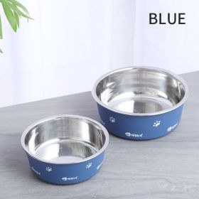Dog Bowl  Bowl For Food & Water Stainless Steel Pet Feeding Bowl Durable Non-Skid Insulated Heavy Duty With Rubber Bottom For Medium Large Dogs (Color: Blue, size: L)