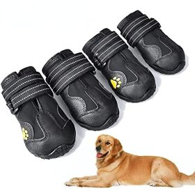 Dog Boots; Waterproof Dog Shoes; Dog Booties with Reflective Rugged Anti-Slip Sole & Skid-Proof; Outdoor Dog Shoes for Medium Dogs 4Pcs (Color: Black, size: Size 2)