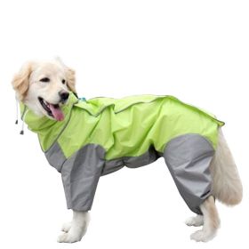 A Raincoat for all small & large dogs; Pet raincoat Medium large dog Golden hair Samo Alaska waterproof four foot raincoat Dog hooded raincoat (colour: Blue, size: 30)