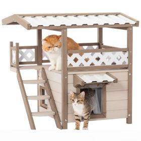 New Style Wood Pet House With Roof Balcony & Bed Shelter (type: Pets, Color: White)