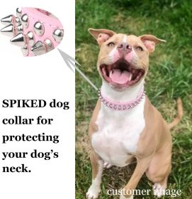Adjustable Microfiber Leather Spiked Studded Dog Collar with a Squeak Ball Gift for S/M/L Pets Like s/Pit Bull/Bulldog/Pugs/Husky (Color: Black, size: XXL(19.7"-22.4" / 50cm-57cm))