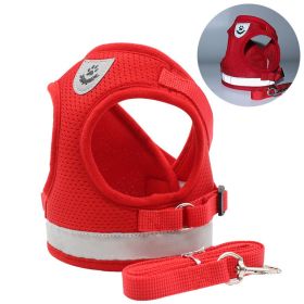 dog Harnesses & dog leash set; Pet Chest Strap Vest Dog Towing Rope Reflective Breathable Dog Rope Pet Supplies Wholesale (colour: red, Specification (L * W): M)
