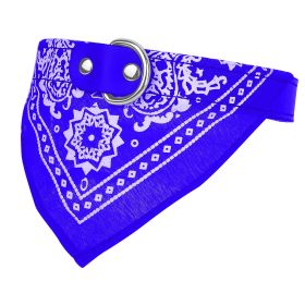Adjustable bandana Leather Pet Collar Triangle Scarf (Color: Blue, size: M)