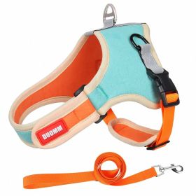 dog Harnesses & dog leash set; Suede Pet Chest Strap Saddle Vest Style Dog Chest Back Reflective Dog Strap Dog Rope Wholesale (colour: green, Specification (L * W): M)
