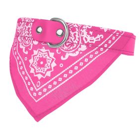 Adjustable bandana Leather Pet Collar Triangle Scarf (Color: Pink, size: M)
