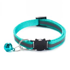Reflective Dog Collar Pet  Puppy Nylon Collar with Bell Neck Adjustable (Color: MINT, size: M)