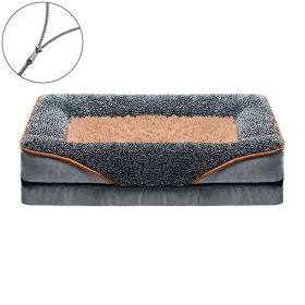 Removable & Washable Pet Dog Sofa & Bed Dog Nest Comfortable & Soft With Raised Edges To Protect The Neck  Sleeping Bed With Removable Plush Cover (Color: Gray, size: L (39.37*23.62*6.3 in ))