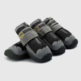 Pet Non-Skid Booties Waterproof Socks Breathable Non-Slip with 3m Reflective Adjustable Strap Small to Large Size (4PCS/Set) Paw Protector (Color: Black, size: S)