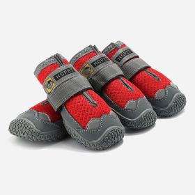 Pet Non-Skid Booties Waterproof Socks Breathable Non-Slip with 3m Reflective Adjustable Strap Small to Large Size (4PCS/Set) Paw Protector (Color: Red, size: XL)
