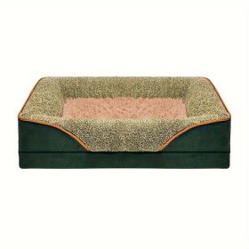 Removable & Washable Pet Dog Sofa & Bed Dog Nest Comfortable & Soft With Raised Edges To Protect The Neck  Sleeping Bed With Removable Plush Cover (Color: Green, size: L (39.37*23.62*6.3 in ))