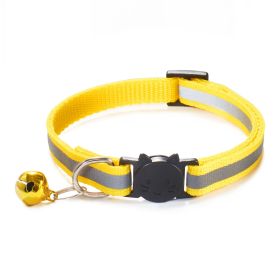 Reflective Dog Collar Pet  Puppy Nylon Collar with Bell Neck Adjustable (Color: Yellow, size: M)