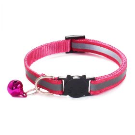Reflective Dog Collar Pet  Puppy Nylon Collar with Bell Neck Adjustable (Color: Pink, size: M)