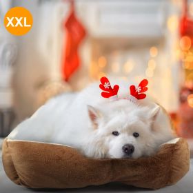 Pet Dog Bed Soft Warm Fleece Puppy  Bed Dog Cozy Nest Sofa Bed Cushion Mat XXL Size (Color: Brown, size: XXL)