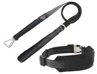 Pet Life 'Geo-prene' 2-in-1 Shock Absorbing Neoprene Padded Reflective Dog Leash & Collar (Color: Black, size: medium)