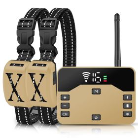 Wireless Electric Dog Fence Waterproof Pet Shock Boundary Containment System Electric Training Collar for S/M/L Dogs (type: Fence with 2 Collar, Color: gold)