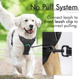 Dog Harness No-Pull Harness, 2 Leash Clips Adjustable Soft Padded Dog Vest Reflective No-Choke Pet Oxford Vest Easy Control Handle for Large Dogs (Color: Baby Blue, size: large)