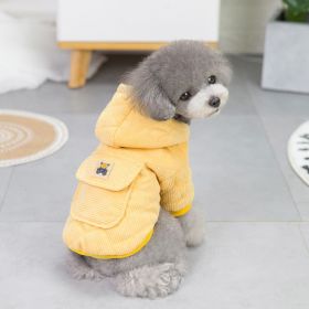 Dog warm clothing; Autumn & winter clothes New cotton padded clothes Teddy pet clothes Winter plush corduroy pull loop two leg cotton padded clothes (colour: Starter - Yellow, size: XXL)