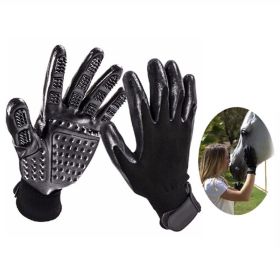 Pet Hair Removal Gloves; Pet Grooming Gloves; Bathing; Hair Remover Gloves; Gentle Brush for s; Dogs; & Horses (Color: Black, size: NO.10)