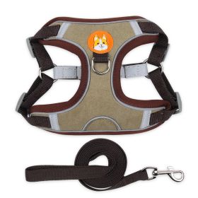 dog Harnesses & dog leash set; Pet Chest Strap Vest Dog Strap Small Dog Rope Wholesale Reflective Dog Towing Rope (colour: Brown, Specification (L * W): S)
