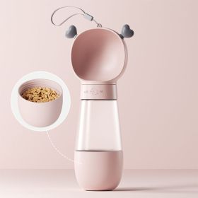 Portable Dog Water Bottle 2 In 1 Water Bottle Dispenser With Food Container Leak Proof Travel Water Bottle For Walking Hiking & Travel Feeder Bowl (Color: Pink, size: Water and food)