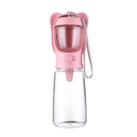 2 In 1 Dog Water Bottle Leak Proof Portable Water Bottle With Food Container Outdoor Portable Water Dispenser For Walking Hiking Camping Travel (Color: Pink, size: 550ml)