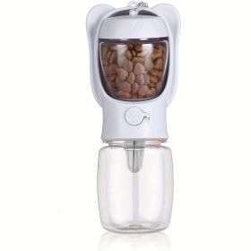 2 In 1 Dog Water Bottle Leak Proof Portable Water Bottle With Food Container Outdoor Portable Water Dispenser For Walking Hiking Camping Travel (Color: White, size: 350ML)