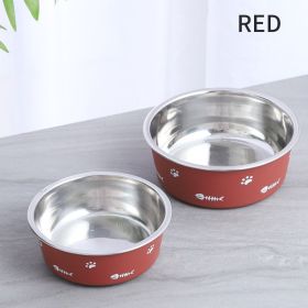 Dog Bowl  Bowl For Food & Water Stainless Steel Pet Feeding Bowl Durable Non-Skid Insulated Heavy Duty With Rubber Bottom For Medium Large Dogs (Color: Red, size: L)