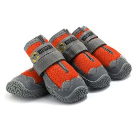 Pet Non-Skid Booties Waterproof Socks Breathable Non-Slip with 3m Reflective Adjustable Strap Small to Large Size (4PCS/Set) Paw Protector (Color: Orange, size: S)