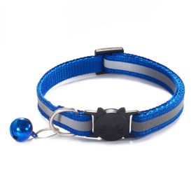 Reflective Dog Collar Pet  Puppy Nylon Collar with Bell Neck Adjustable (Color: DEEP BLUE, size: M)