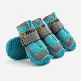 Pet Non-Skid Booties Waterproof Socks Breathable Non-Slip with 3m Reflective Adjustable Strap Small to Large Size (4PCS/Set) Paw Protector (Color: Blue, size: S)