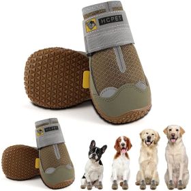 Dog Boots Breathable Shoes for S/M/L Dogs; Waterproof Anti-Slip Booties Paw Protector for Hot Pavement Winter Snow Hiking with Reflective Straps 4PCS (Color: Blue, size: #4 (width 1.96 inch) for 36-43 lbs)