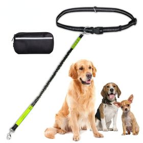 Hands Free Dog Leash with Zipper Pouch; Dual Padded Handles & Durable Bungee for Walking; Jogging & Running Your Dog (colour: Green suit, Specification (L * W): 2.5*122CM)