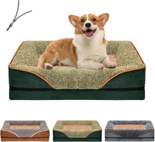 Removable & Washable Pet Dog Sofa & Bed Dog Nest Comfortable & Soft With Raised Edges To Protect The Neck  Sleeping Bed With Removable Plush Cover (Color: Green, size: M (29.53 *19.69*4.72 in))